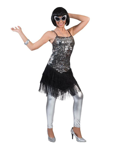 Funny Fashion Zilveren glitter Charlestonjurkjes