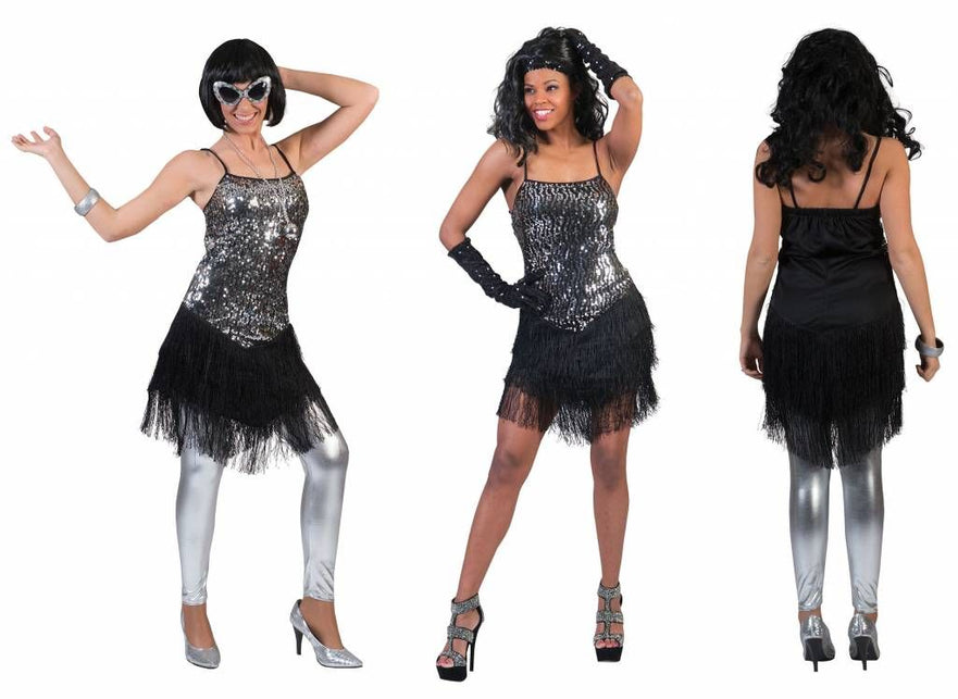 Funny Fashion Zilveren glitter Charlestonjurkjes