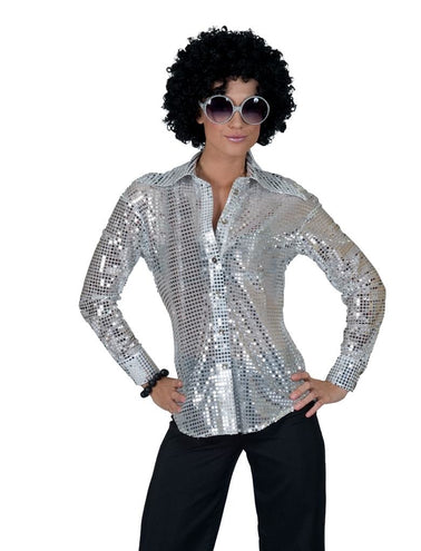 Funny Fashion Zilveren glitter discoblouse