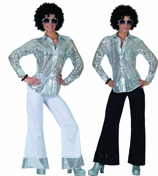 Funny Fashion Zilveren glitter discoblouse