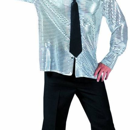 Funny Fashion Zilveren glitter overhemd heren