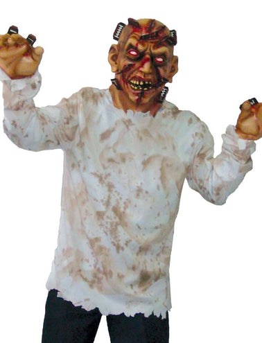 Funny Fashion Zombie kostuum scheermesjes door hoofd