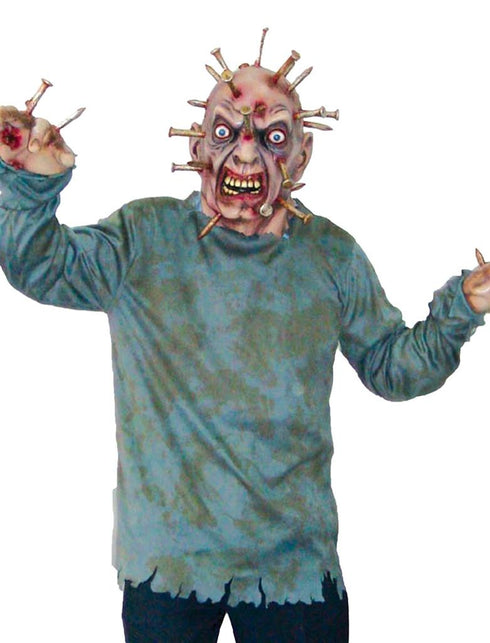 Funny Fashion Zombie kostuum spijkers door hoofd