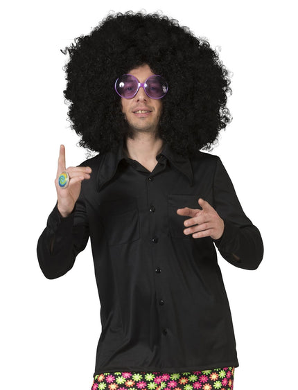 Funny Fashion Zwart disco hemd Johny