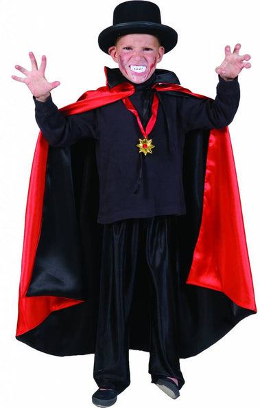 Funny Fashion Zwart rode cape dubbelzijdig kind