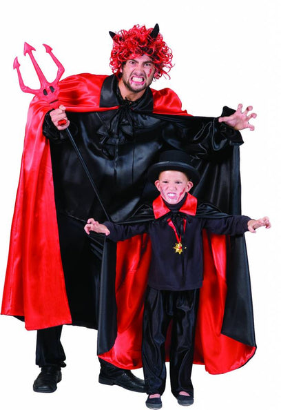 Funny Fashion Zwart rode cape dubbelzijdig kind