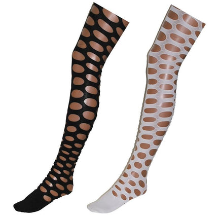 Funny Fashion Zwarte disco panty met grote gaten