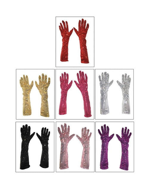 Funny Fashion Zwarte glitter handschoenen met pailletten 45cm