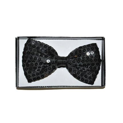 Funny Fashion Zwarte glitter vlinderdas met pailletten