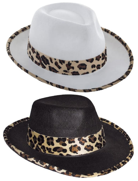 Funny Fashion Zwarte hoed met luipaard print