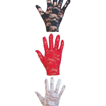Funny Fashion Zwarte kanten handschoenen