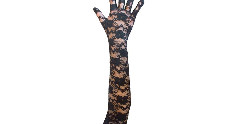 Funny Fashion Zwarte kanten handschoenen  45cm