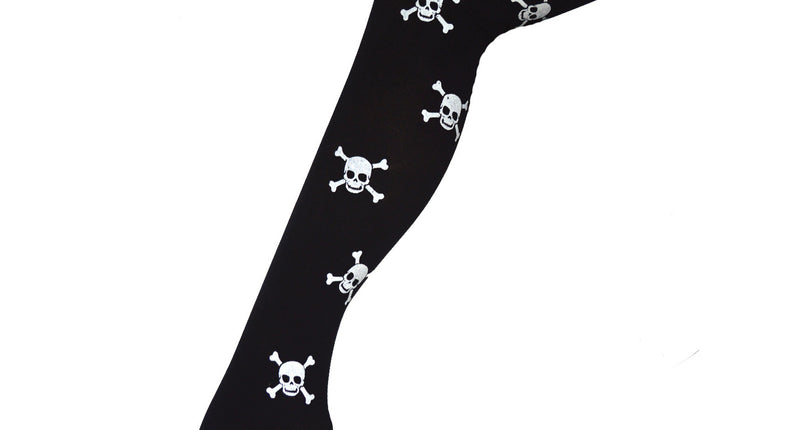 Funny Fashion Zwarte panty met doodskoppen