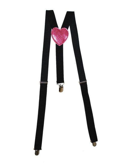 Funny Fashion Zwarte Tiroler bretel met roze hartje