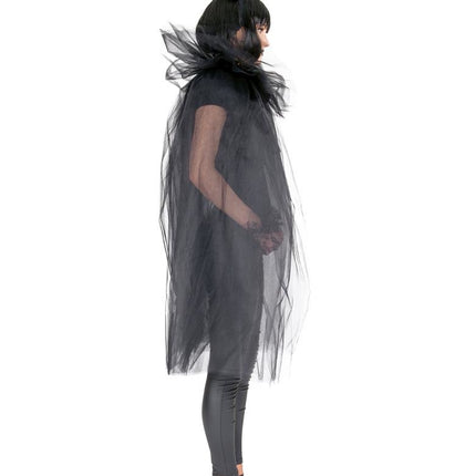 Funny Fashion Zwarte tule cape duivelin Danique