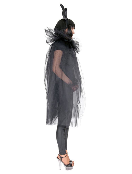 Funny Fashion Zwarte tule cape duivelin Danique