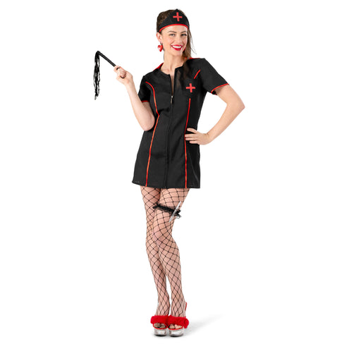 Funny Fashion Zwarte verpleegstersjurk Betty