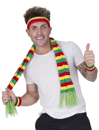 Funny Fashion Zweetbanden set rood geel groen