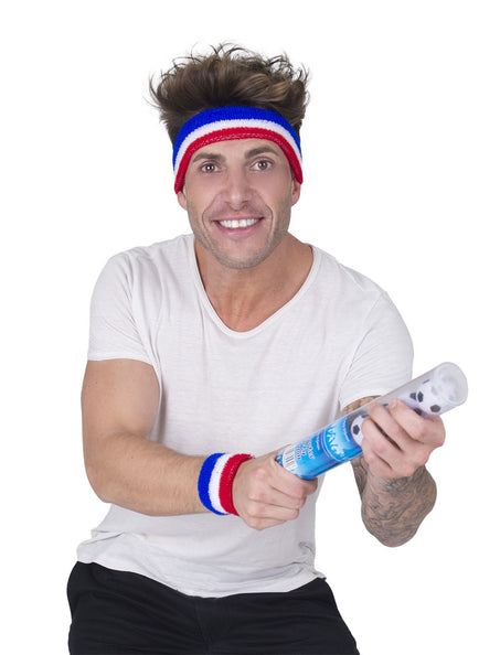 Funny Fashion Zweetbanden set  rood wit blauw