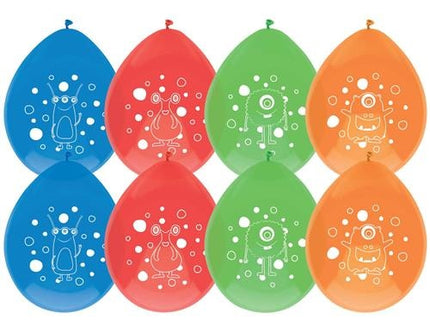 Haza Witbaard Ballonnen Monster Party 8 stuks 30 cm