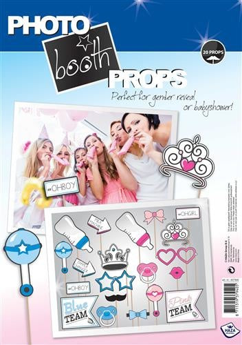 Haza Witbaard Photo booth set Gender Reveal 20 stuks