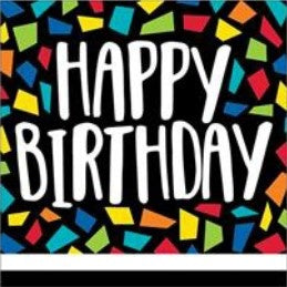 Haza Witbaard Servetten Happy Birthday mozaiëk, 16 stuks