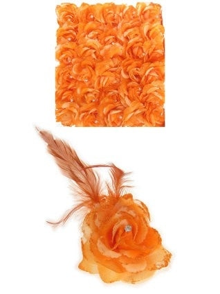 PartyXplosion Bloem op speld decoratie in oranje