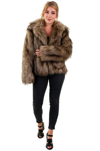 PartyXplosion Bontjas lang haar bruin