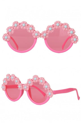 PartyXplosion Bril hippie  roze  bloemen