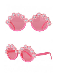 PartyXplosion Bril hippie  roze  bloemen
