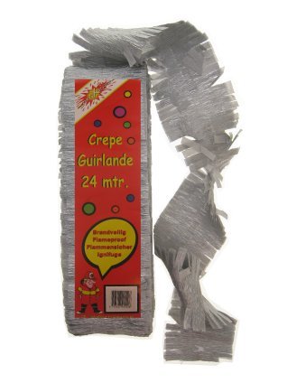 PartyXplosion Crêpe guirlande zilver 24 mtr.