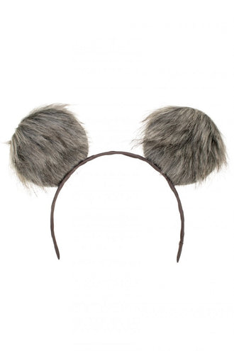 PartyXplosion Diadeem grote pluche oren in grijs