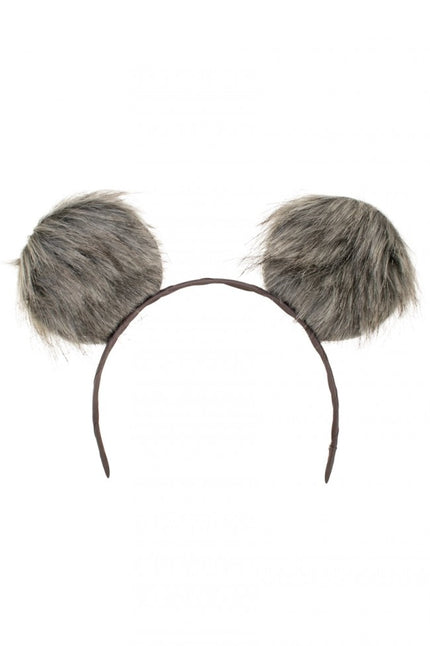 PartyXplosion Diadeem grote pluche oren in grijs