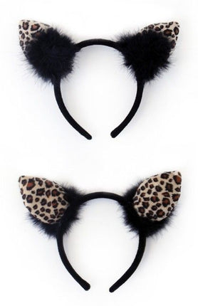 PartyXplosion Diadeem luipaard met zwarte pluche