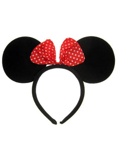 PartyXplosion Diadeem zwarte muizen oren met strikje