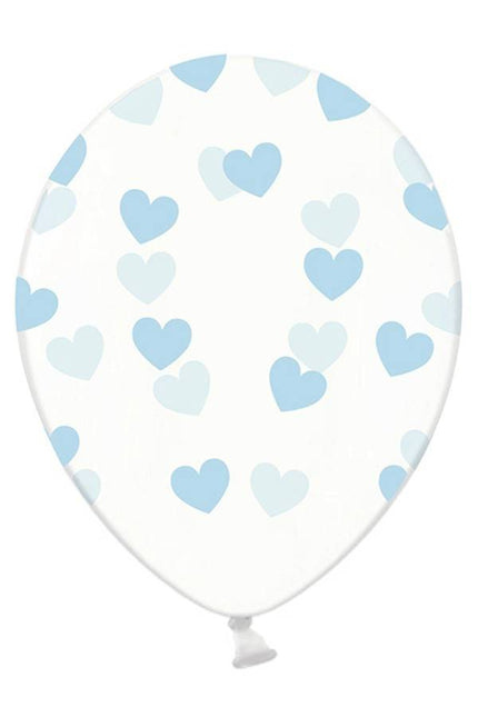 PartyXplosion Doorzichtige ballonnen met blauwe hartjes