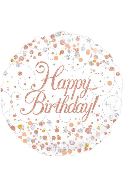 PartyXplosion Folie ballon Happy Birthday design wit 45.7cm