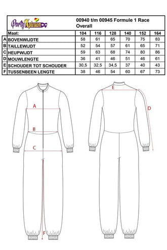 PartyXplosion Formule 1 race overall pak kids