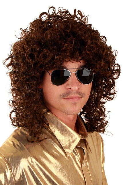 PartyXplosion Foute bruine pruik kort krulletjes