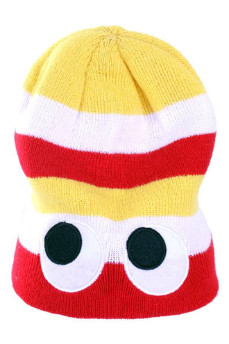 PartyXplosion Gebreide muts streep rood wit geel