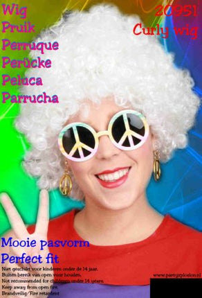 PartyXplosion Hippie pruik wit