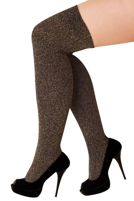 PartyXplosion Hoge kousen lurex goud stretch