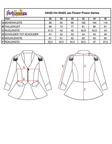 PartyXplosion Jas Flower Power Julia dames