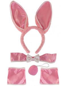 PartyXplosion Konijnensetje wit/roze 3-delig