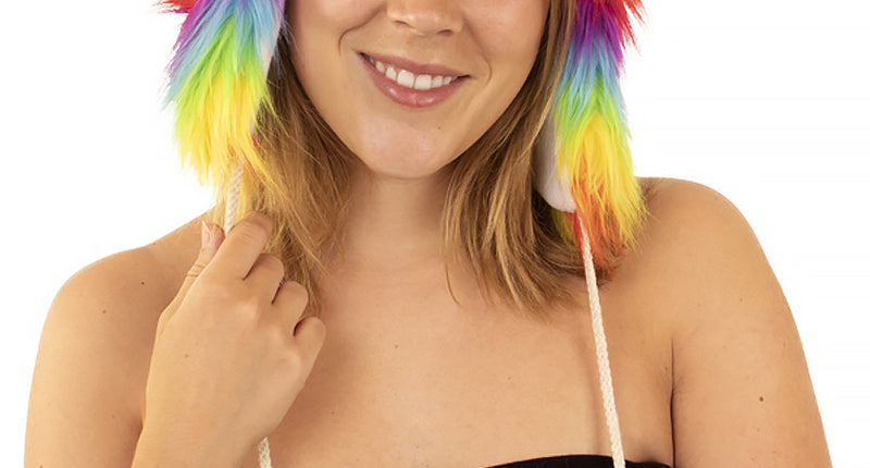 PartyXplosion Muts pluche luxe regenboogkleuren