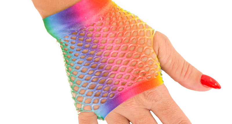 PartyXplosion Nethandschoen kort vingerloos regenboog