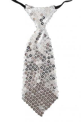 PartyXplosion Pailletten stropdas glitter zilver