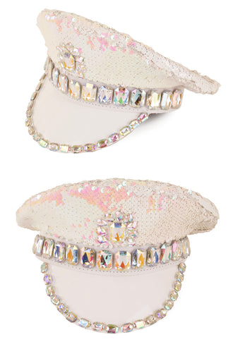 PartyXplosion Pet pailletten met stenen wit