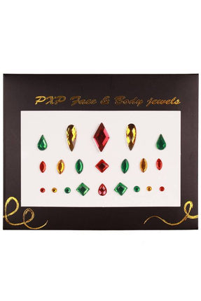 PartyXplosion Plakjuwelen rood-goud en groen