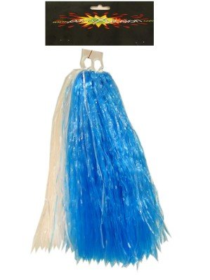 PartyXplosion Pom pom Cheerleader ringgreep blauw/wit